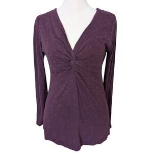 Aventura Purple Organic Cotton Bamboo V-Neck Top Small